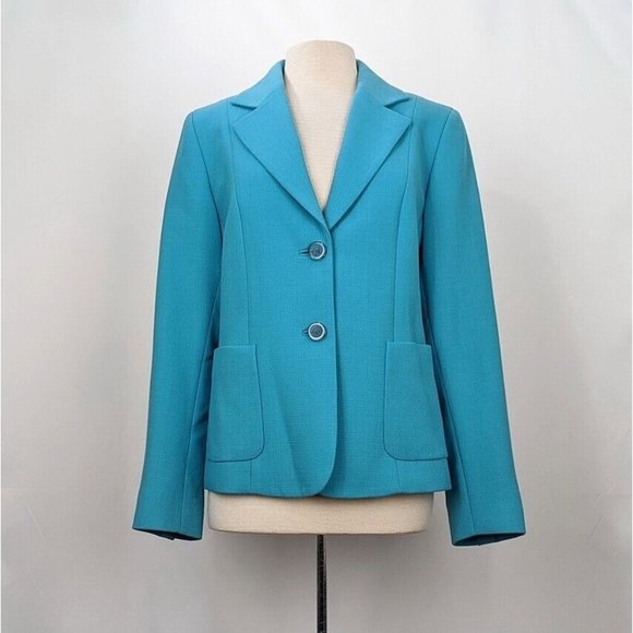 Dana Buchman Jackets & Blazers - Dana Buchman Jacket Aqua Blue Wool Lined Blazer Misses  12 New